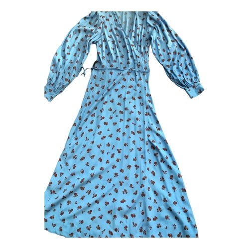 Pre-owned Ganni Maxi Dress In Blue