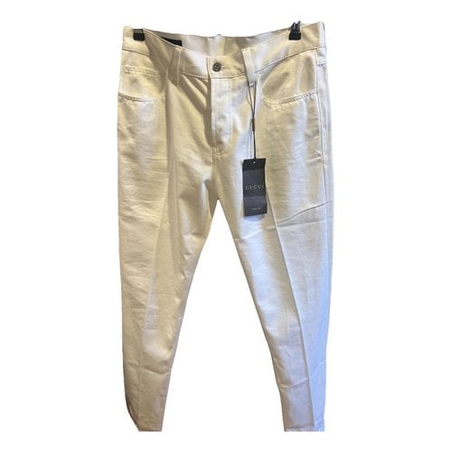 Pre-owned Gucci Straight Pants In White