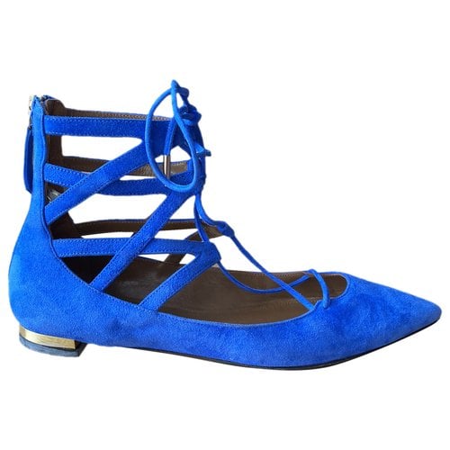 Pre-owned Aquazzura Leather Flats In Blue