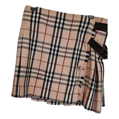 Pre-owned Burberry Wool Mini Skirt In Camel