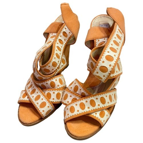 Pre-owned Moschino Leather Sandals In Orange