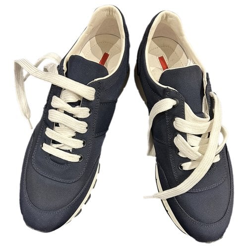 Pre-owned Prada Cloth Trainers In Blue