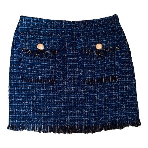 Pre-owned Liujo Tweed Mini Skirt In Blue