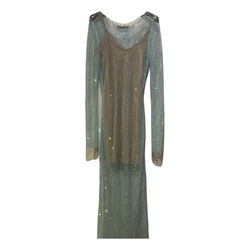 Pre-owned Blumarine Glitter Maxi Dress In Turquoise