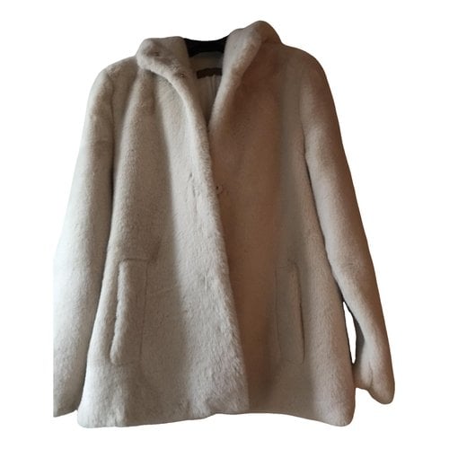 Pre-owned Loulou Faux Fur Peacoat In White