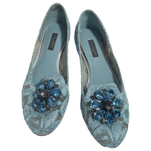 Pre-owned Dolce & Gabbana Vegan Leather Ballet Flats In Blue