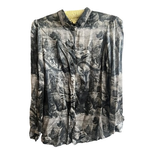 Pre-owned Twisty Parallel Universe Silk Shirt In Grey