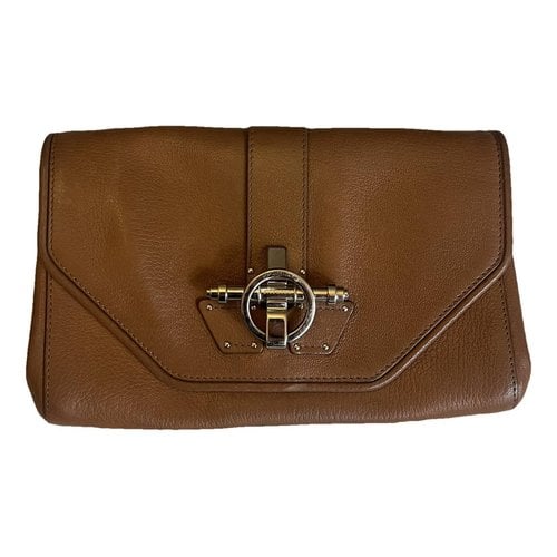 Pre-owned Givenchy Obsedia Leather Clutch Bag In Brown