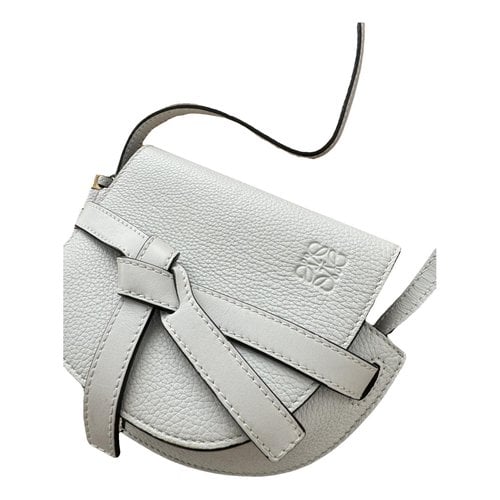 Pre-owned Loewe Gate Leather Crossbody Bag In White
