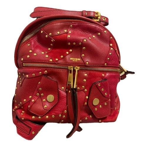 Pre-owned Moschino Biker Leather Backpack In Red