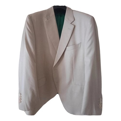 Pre-owned Massimo Dutti Wool Suit In Beige