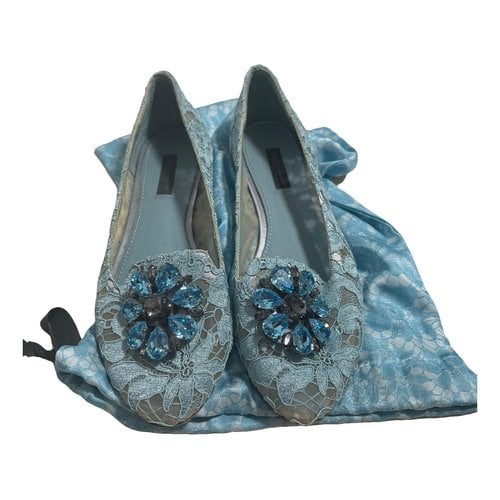 Pre-owned Dolce & Gabbana Vegan Leather Ballet Flats In Blue