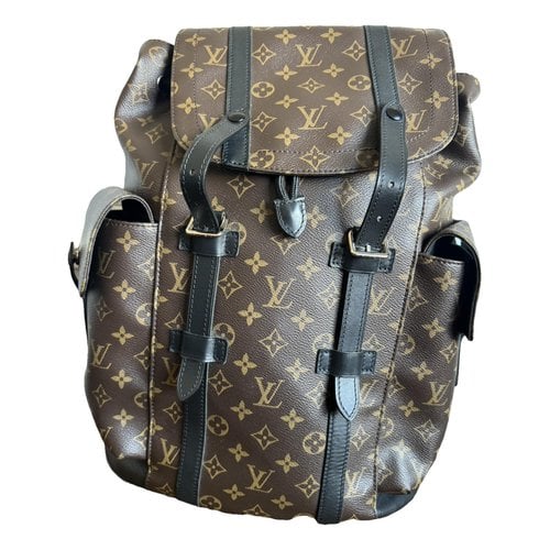 Pre-owned Louis Vuitton Christopher Backpack Leather Bag In Brown