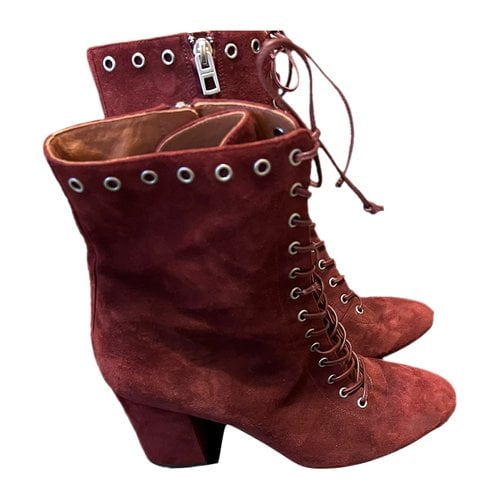 Pre-owned Coach Biker Boots In Burgundy