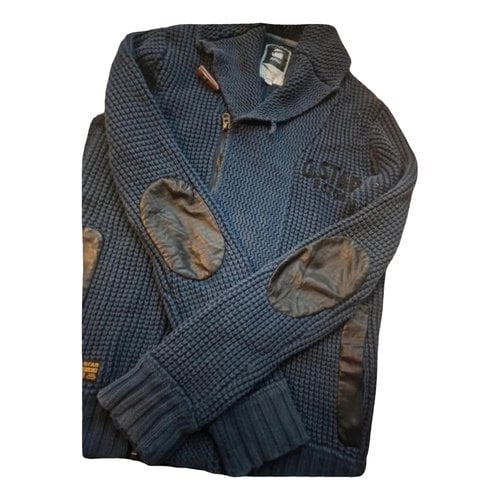 Pre-owned G-star Raw Leather Vest In Navy