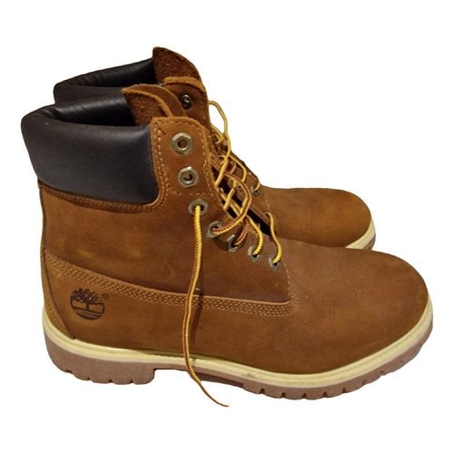 Pre-owned Timberland Velvet Boots In Beige