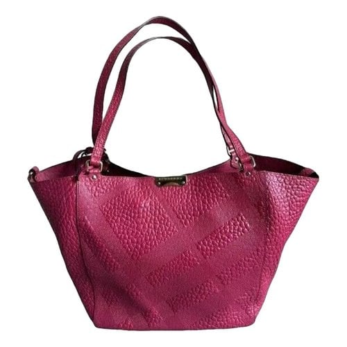 Pre-owned Burberry Canterbury Leather Tote In Pink