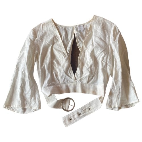 Pre-owned Third Form Linen Blouse In White