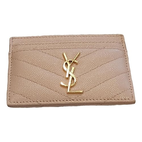 Pre-owned Saint Laurent Monogramme Leather Wallet In Pink