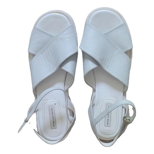 Pre-owned Dries Van Noten Leather Sandal In White