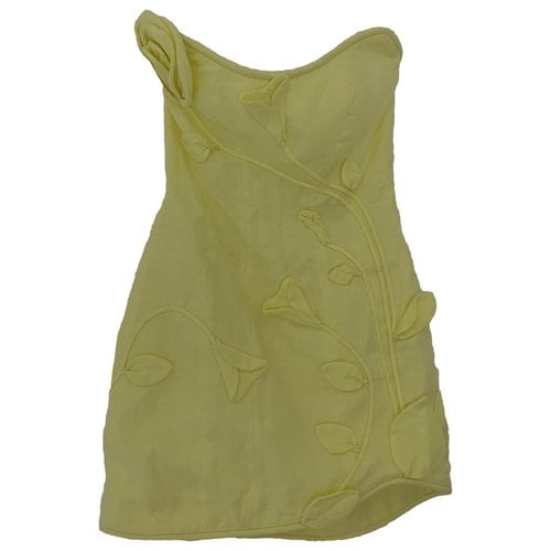 Pre-owned Zimmermann Linen Mini Dress In Yellow