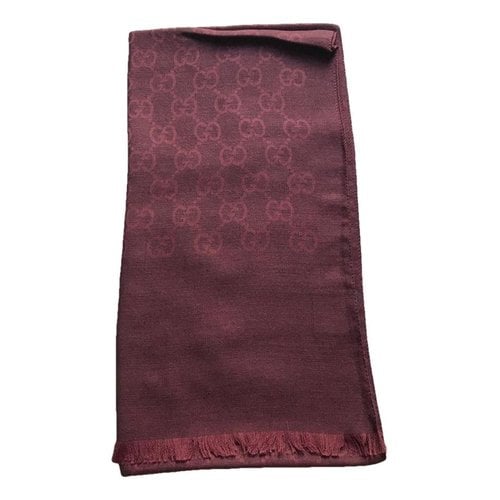 Pre-owned Gucci Wool Scarf & Pocket Square In Burgundy