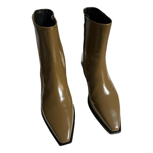 Pre-owned Aeyde Leather Boots In Khaki