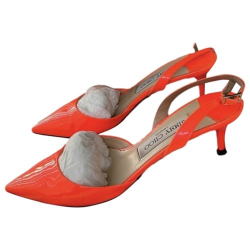 Pre-owned Jimmy Choo Patent Leather Mules In Orange