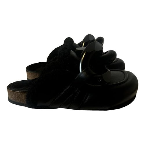 Pre-owned Jw Anderson Leather Sandals In Black