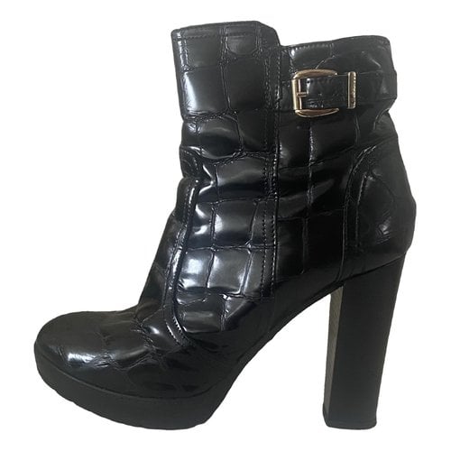Pre-owned Marc Cain Leather Buckled Boots In Black