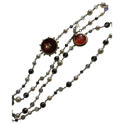 Pre-owned Chanel Cc Long Necklace In Red