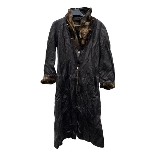 Pre-owned Roberto Cavalli Leather Coat In Brown