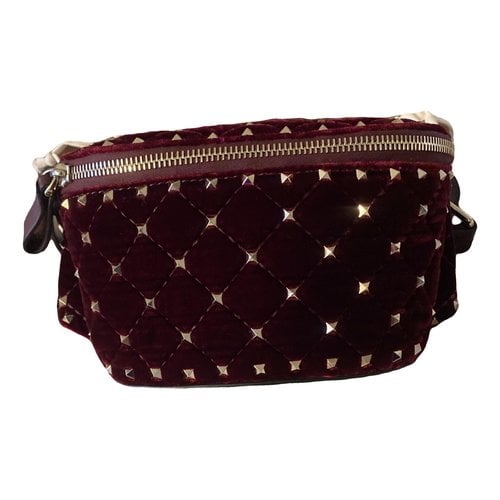 Pre-owned Valentino Garavani Velvet Handbag In Burgundy