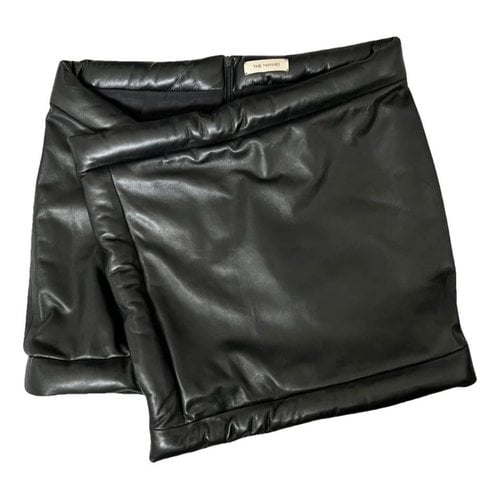 Pre-owned The Mannei Leather Mini Skirt In Black