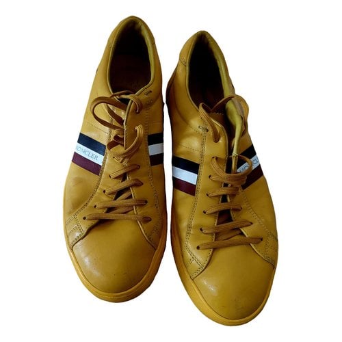 Pre-owned Moncler Leather Low Trainers In Yellow