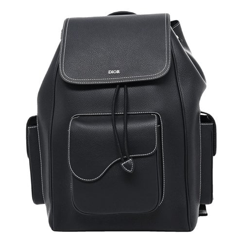 Pre-owned Dior Saddle Leather Backpack In Black