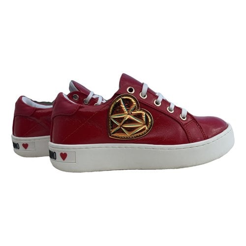 Pre-owned Moschino Love Leather Trainers In Red