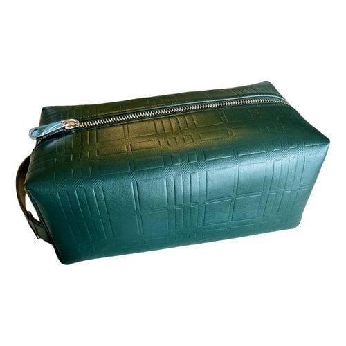 Pre-owned Burberry Leather Travel Bag In Green