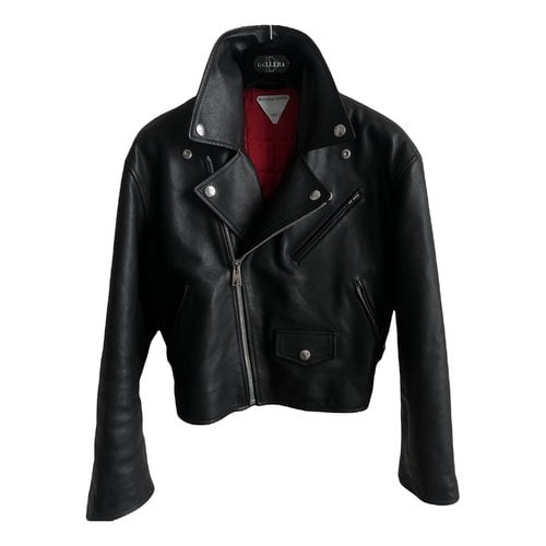 Pre-owned Bottega Veneta Leather Biker Jacket In Black