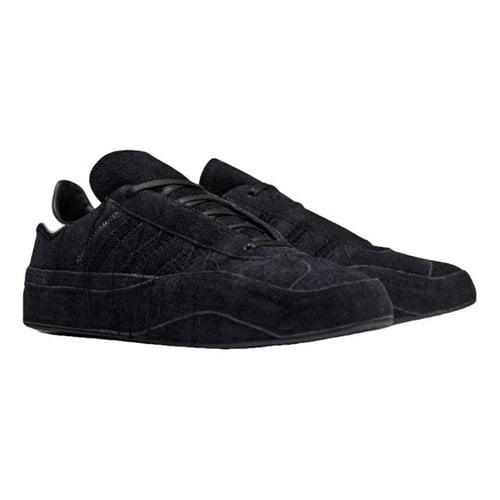 Pre-owned Y-3 Leather Low Trainers In Black
