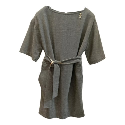Pre-owned Elisabetta Franchi Wool Dress In Grey