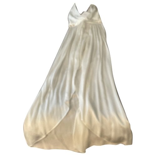 Pre-owned Balmain Silk Dress In Beige