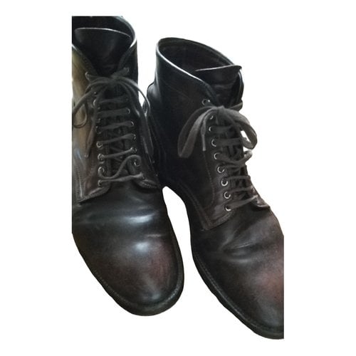 Pre-owned Alden Shoe Company Leather Boots In Burgundy