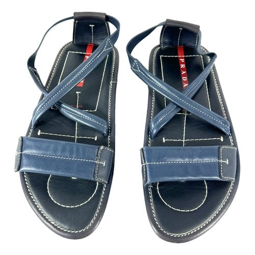 Pre-owned Prada Leather Sandals In Blue
