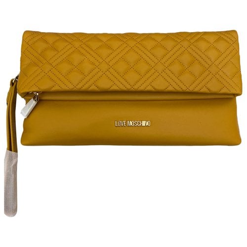 Pre-owned Moschino Love Vegan Leather Crossbody Bag In Yellow