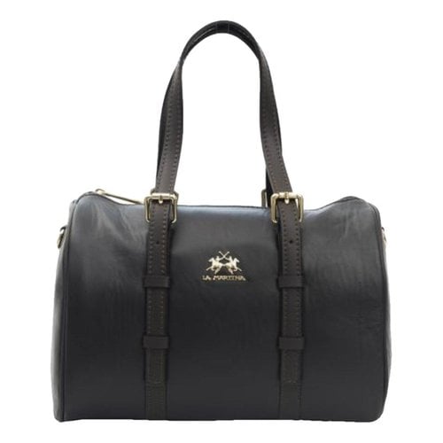 Pre-owned La Martina Leather Travel Bag In Black