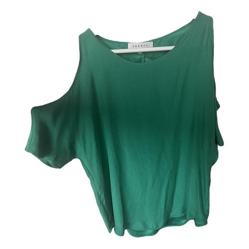 Pre-owned Sandro Silk Tunic In Green