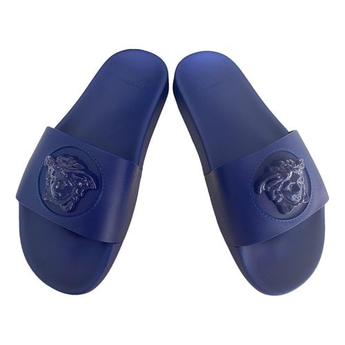 Pre-owned Versace Mules In Blue