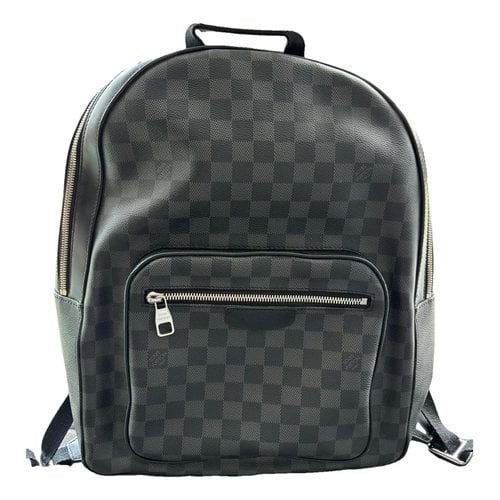 Pre-owned Louis Vuitton Josh Backpack Leather Travel Bag In Black