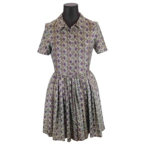 Pre-owned Manoush Silk Mid-length Dress In Khaki
